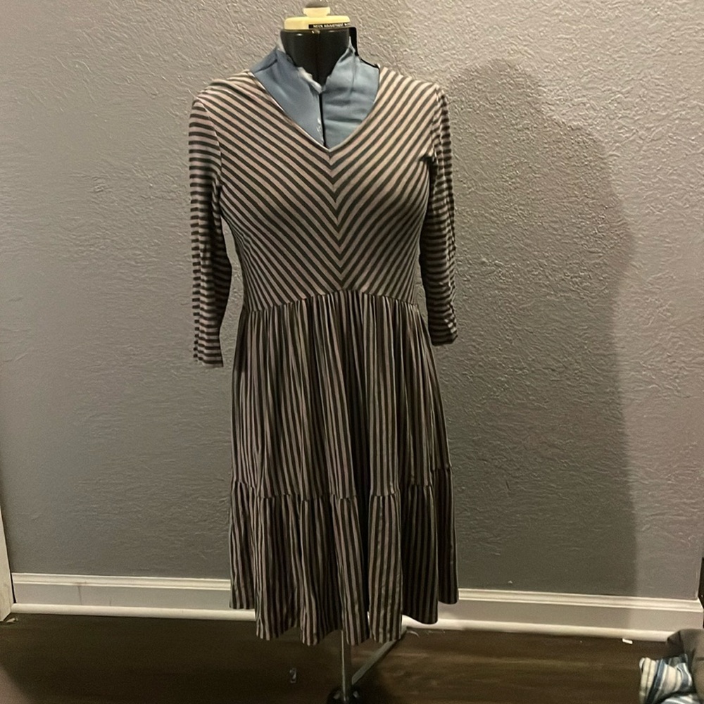Matilda Jane gray striped and chevron dress